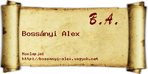 Bossányi Alex névjegykártya