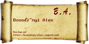 Bossányi Alex névjegykártya