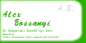 alex bossanyi business card